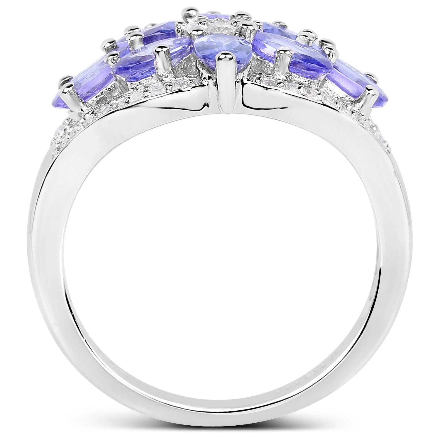 2.27 Carat Genuine Tanzanite and White Zircon .925 Sterling Silver Ring on sale at MyriadMart