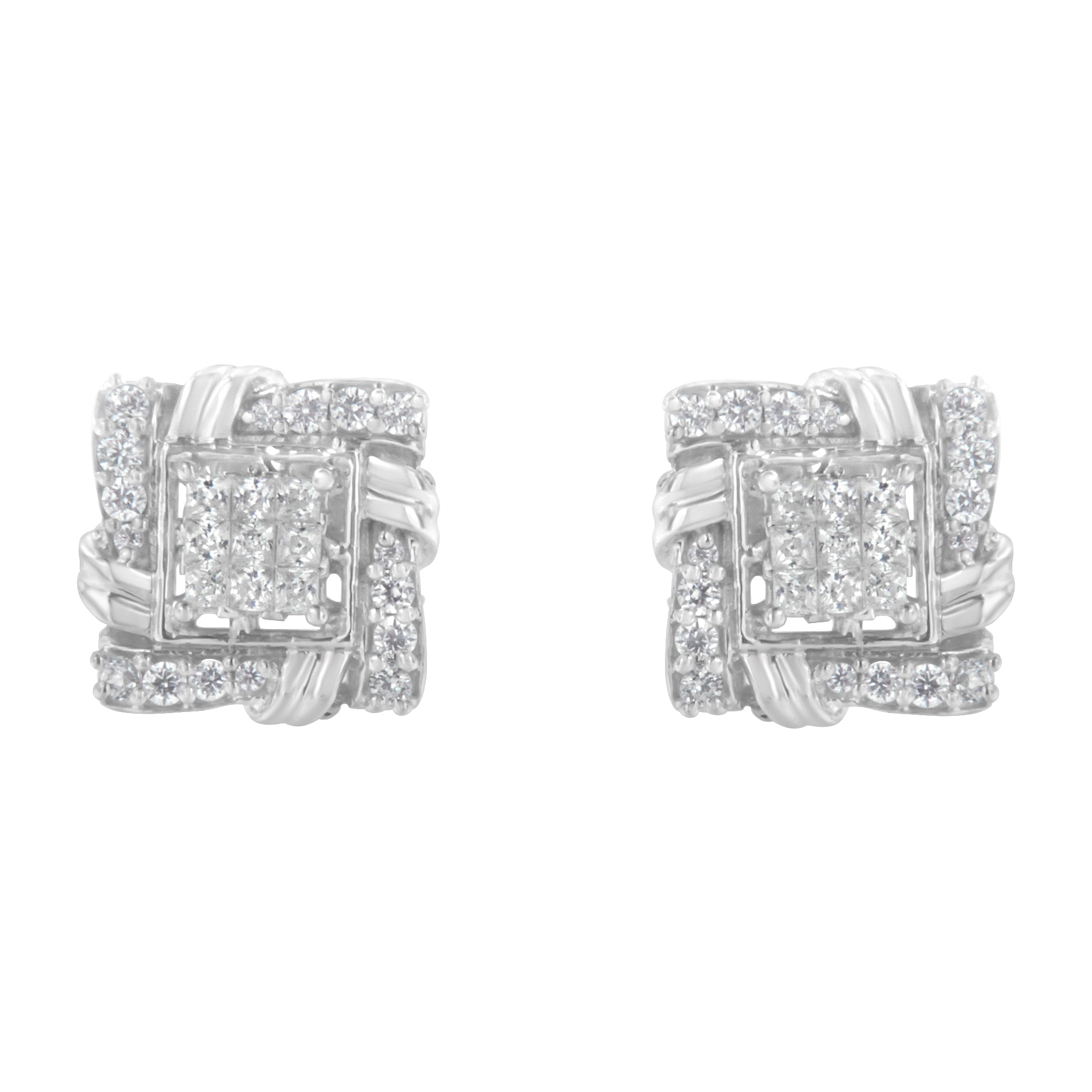 .925 Sterling Silver 1/2 Cttw Round-Cut Diamond Stud Earrings I-J Color, I1-I2 Clarity on sale at MyriadMart