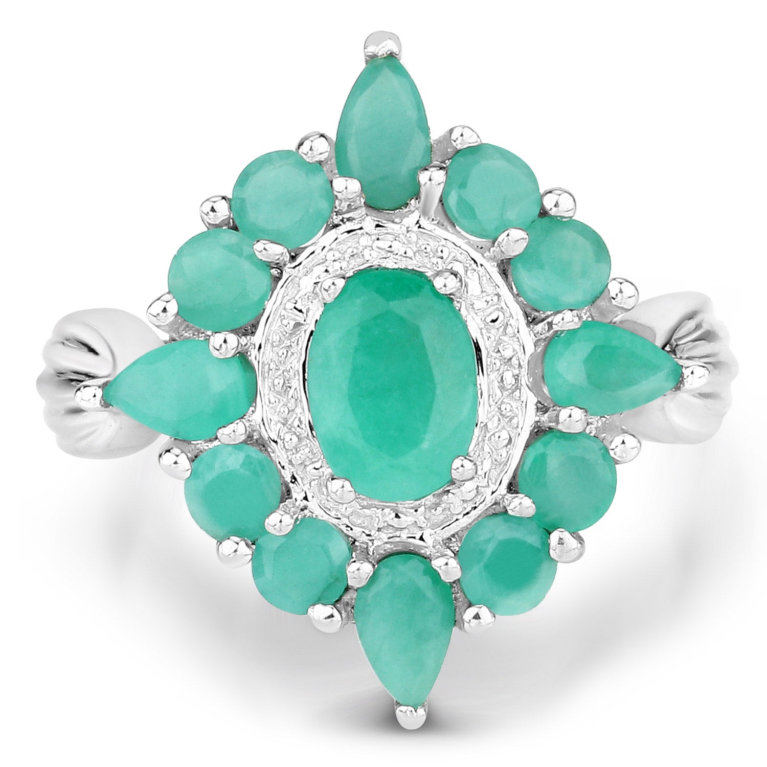 2.37 Carat Genuine Emerald .925 Sterling Silver Ring on sale at MyriadMart