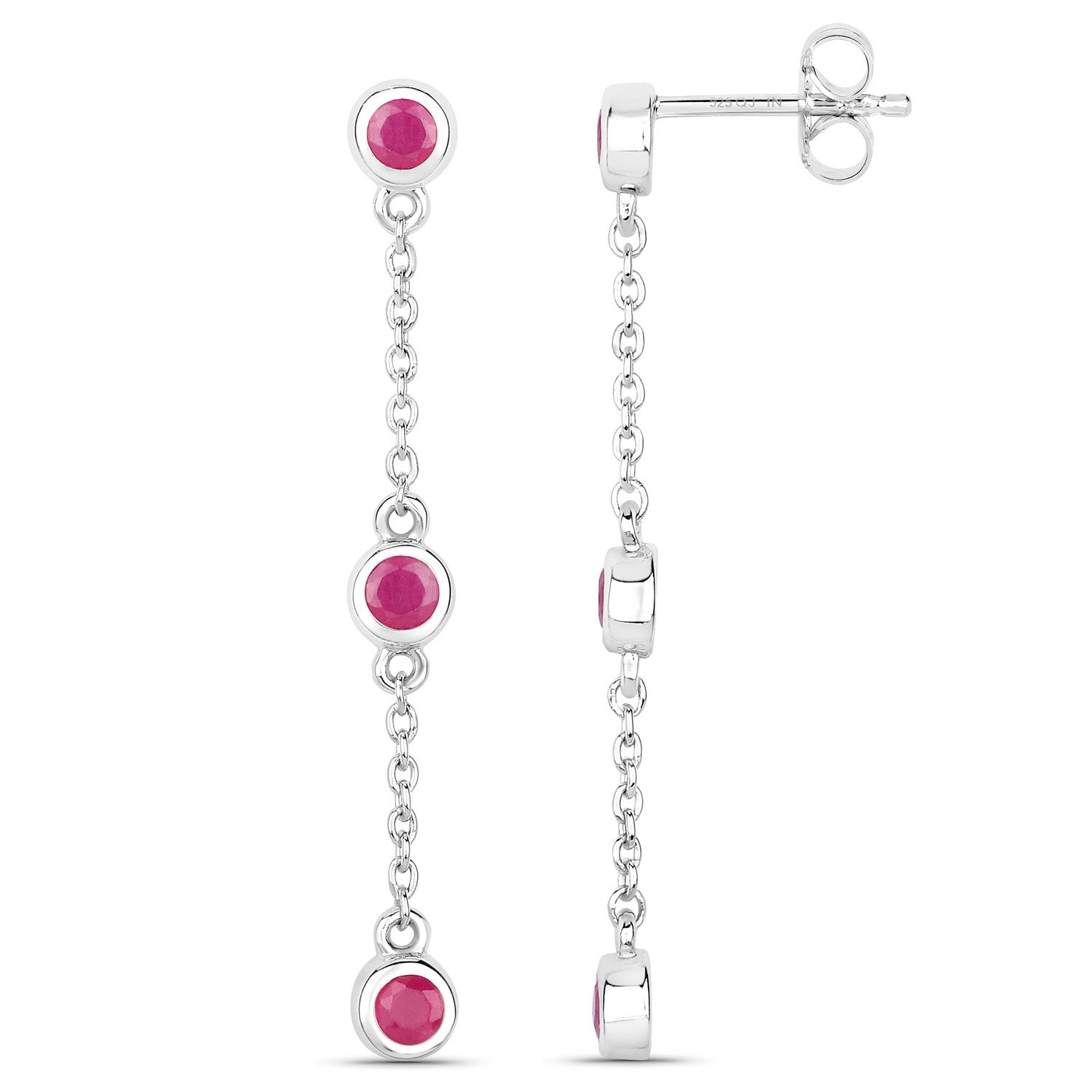0.78 Carat Genuine Ruby .925 Sterling Silver Earrings on sale at MyriadMart