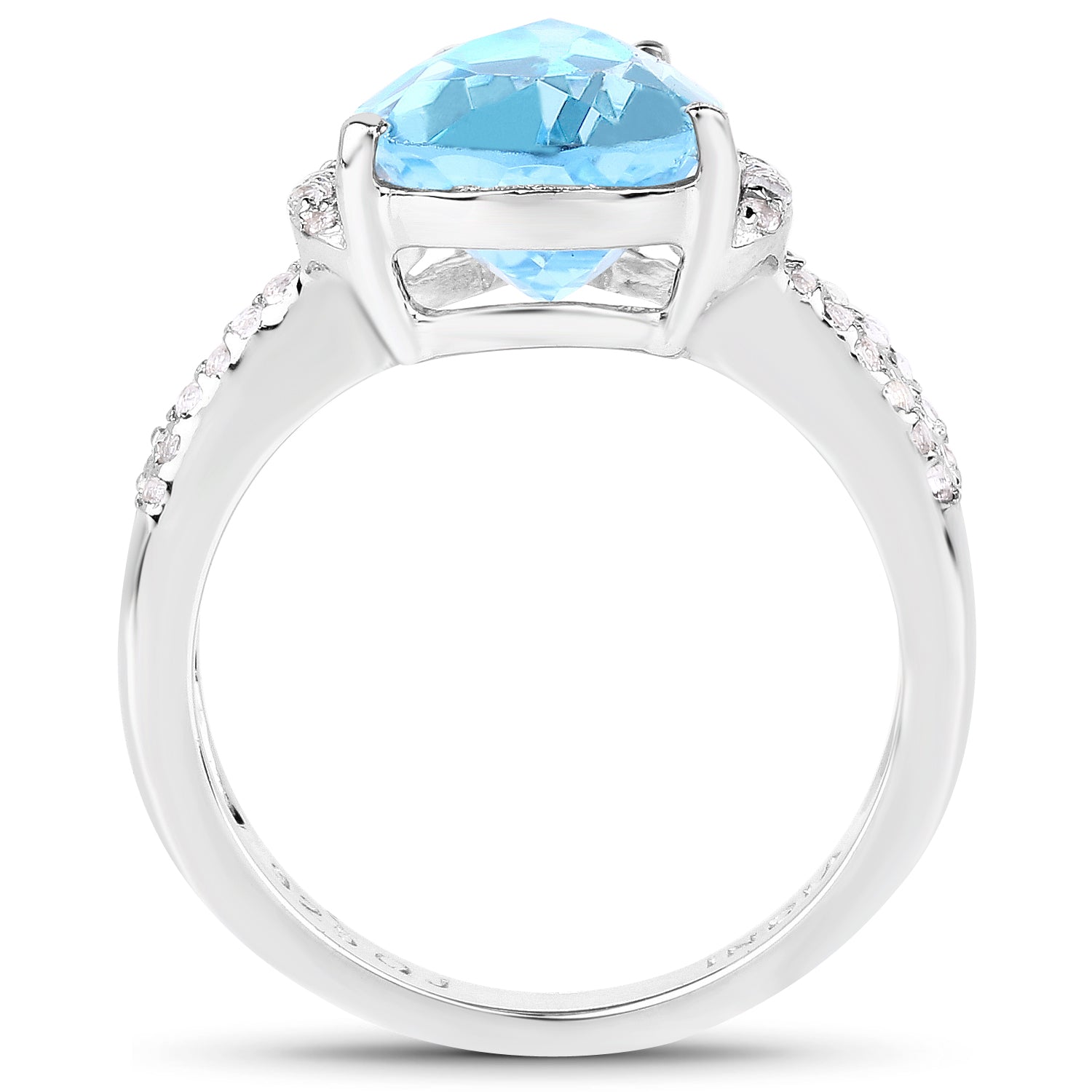 5.50 Carat Genuine Swiss Blue Topaz and White Topaz .925 Sterling Silver Ring on sale at MyriadMart