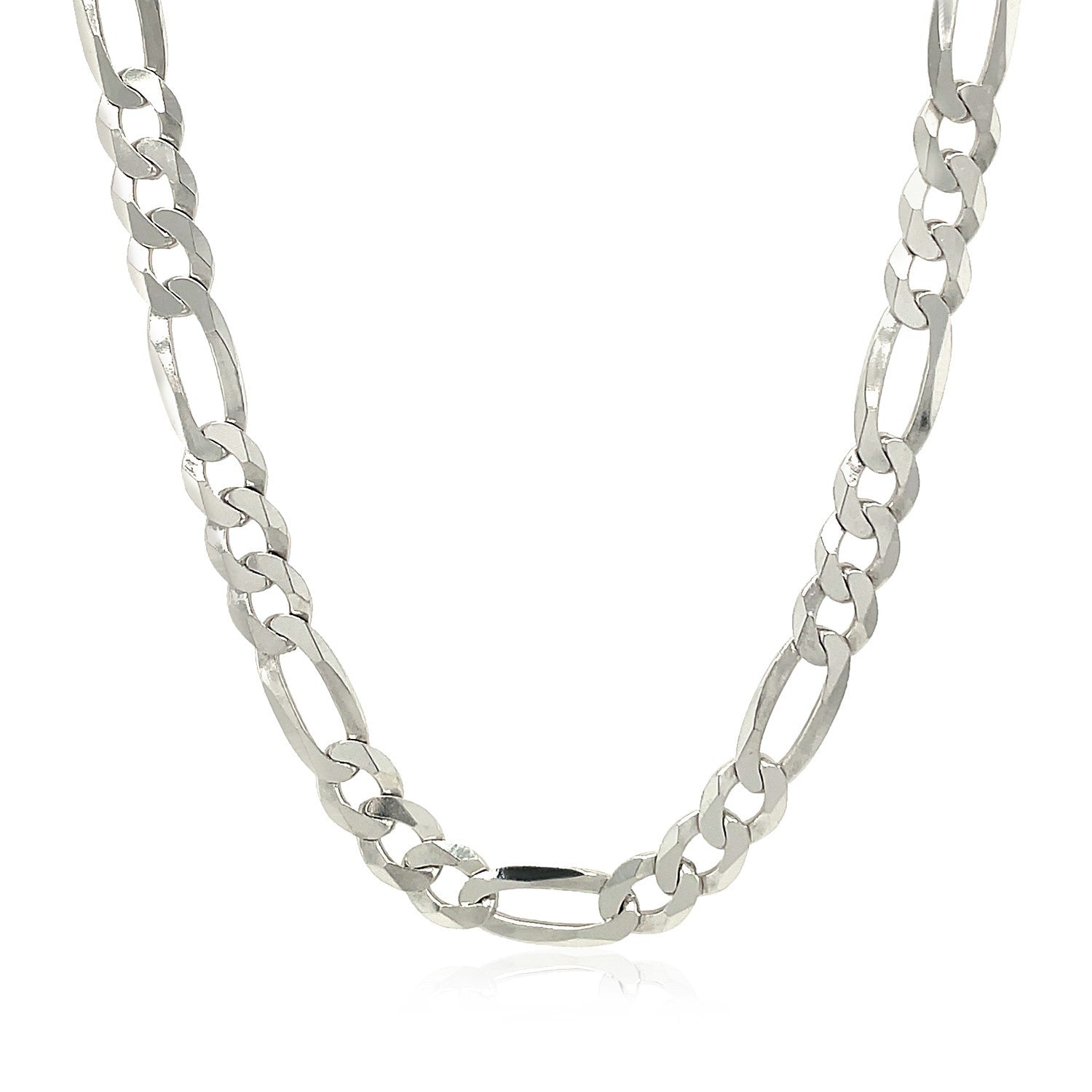 Rhodium Plated 5.5mm Sterling Silver Figaro Style Chain on sale at MyriadMart