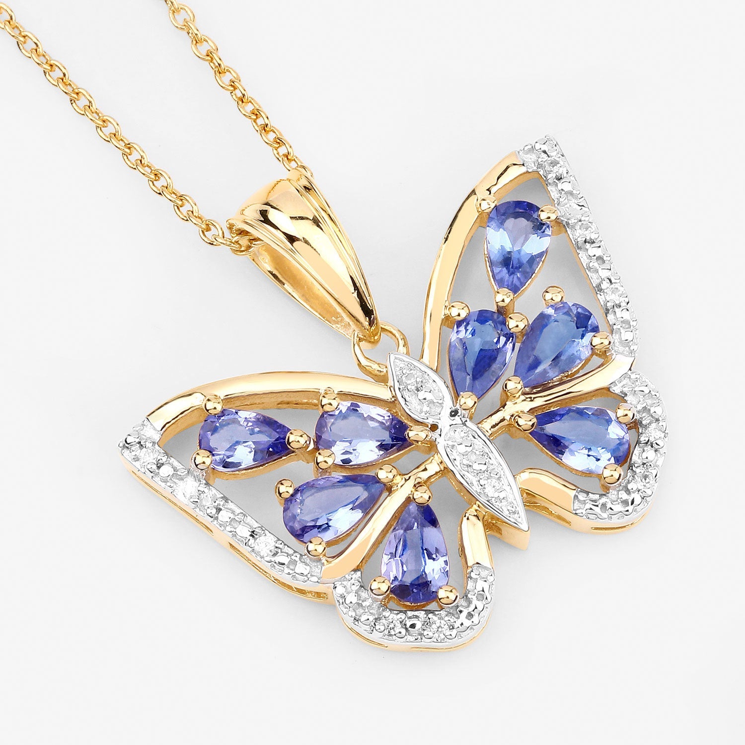 1.75 Carat Genuine Tanzanite and White Zircon .925 Sterling Silver Pendant on sale at MyriadMart
