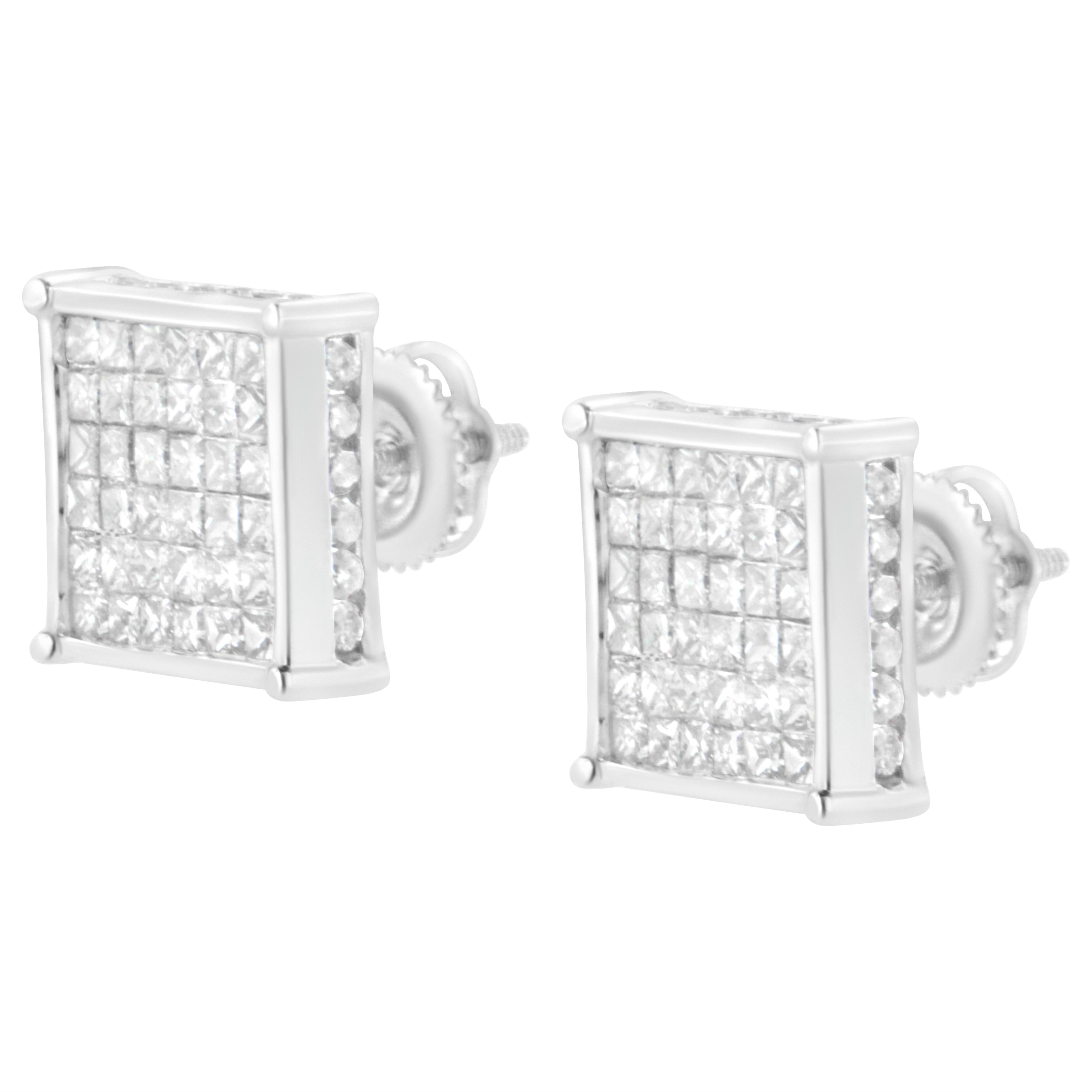 10K White Gold 2ct TDW Princess-Cut Composite Diamond Stud Earring I-J ,I2-I3 on sale at MyriadMart