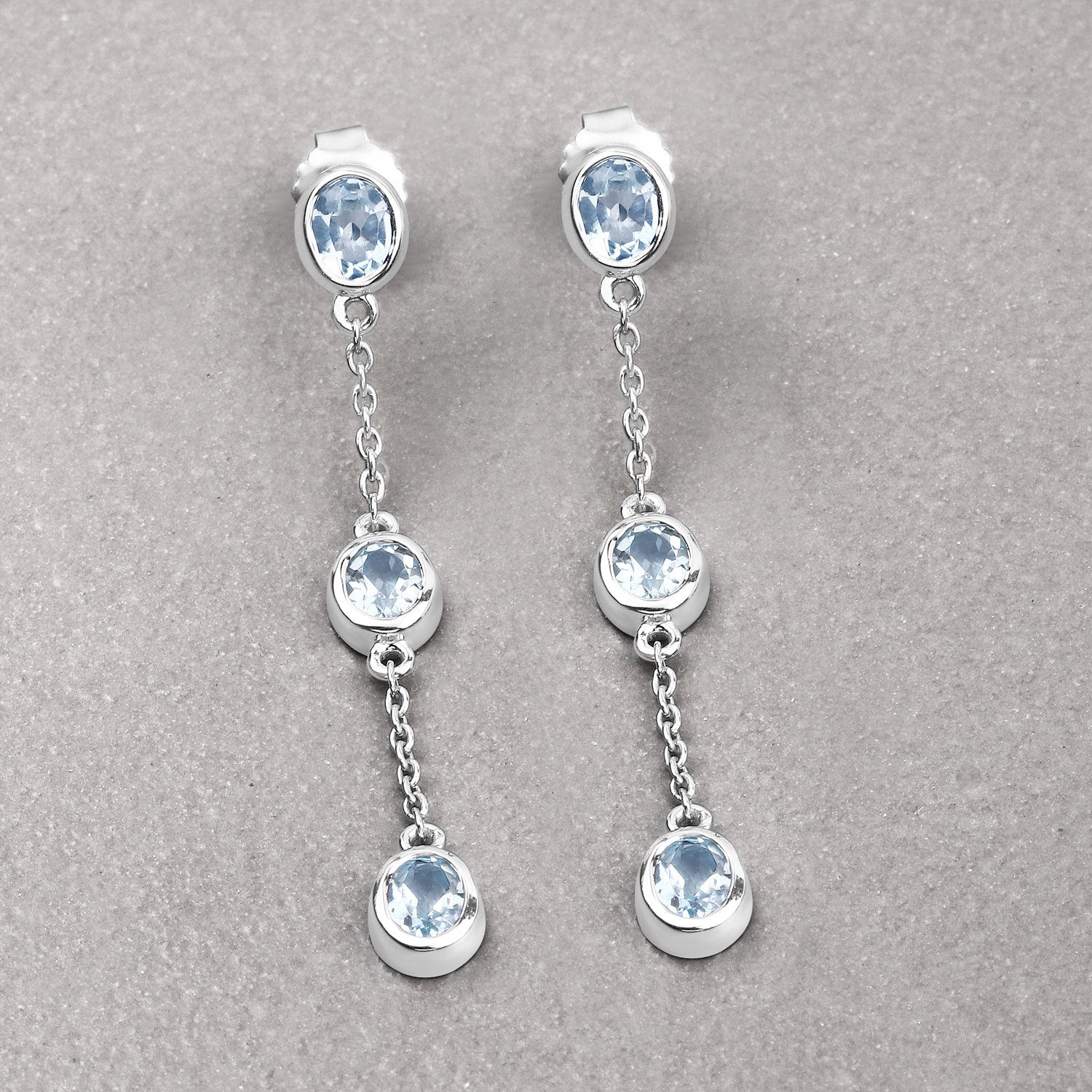 2.16 Carat Genuine Blue Topaz .925 Sterling Silver Earrings on sale at MyriadMart