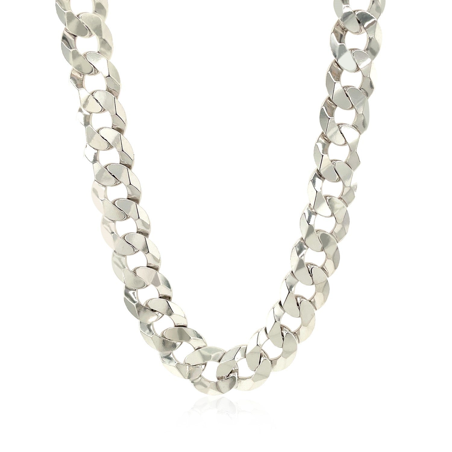 Rhodium Plated 9.5mm Sterling Silver Curb Style Chain on sale at MyriadMart