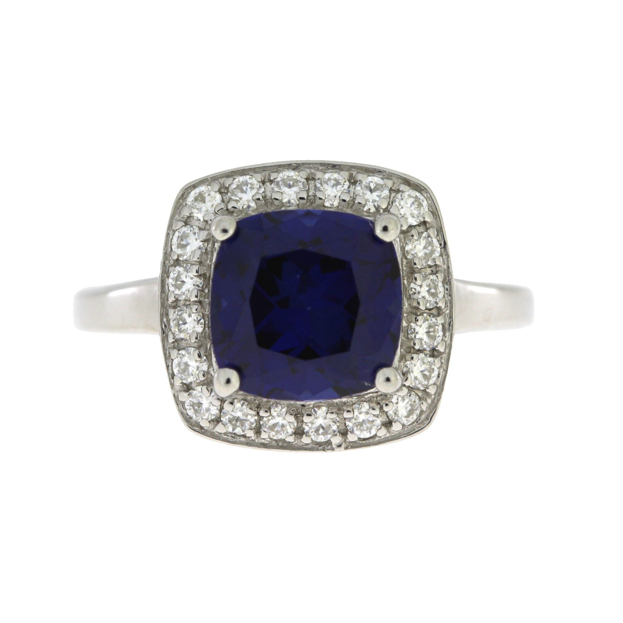 Created Sapphire Moissanite Ring Sterling Silver on sale at MyriadMart