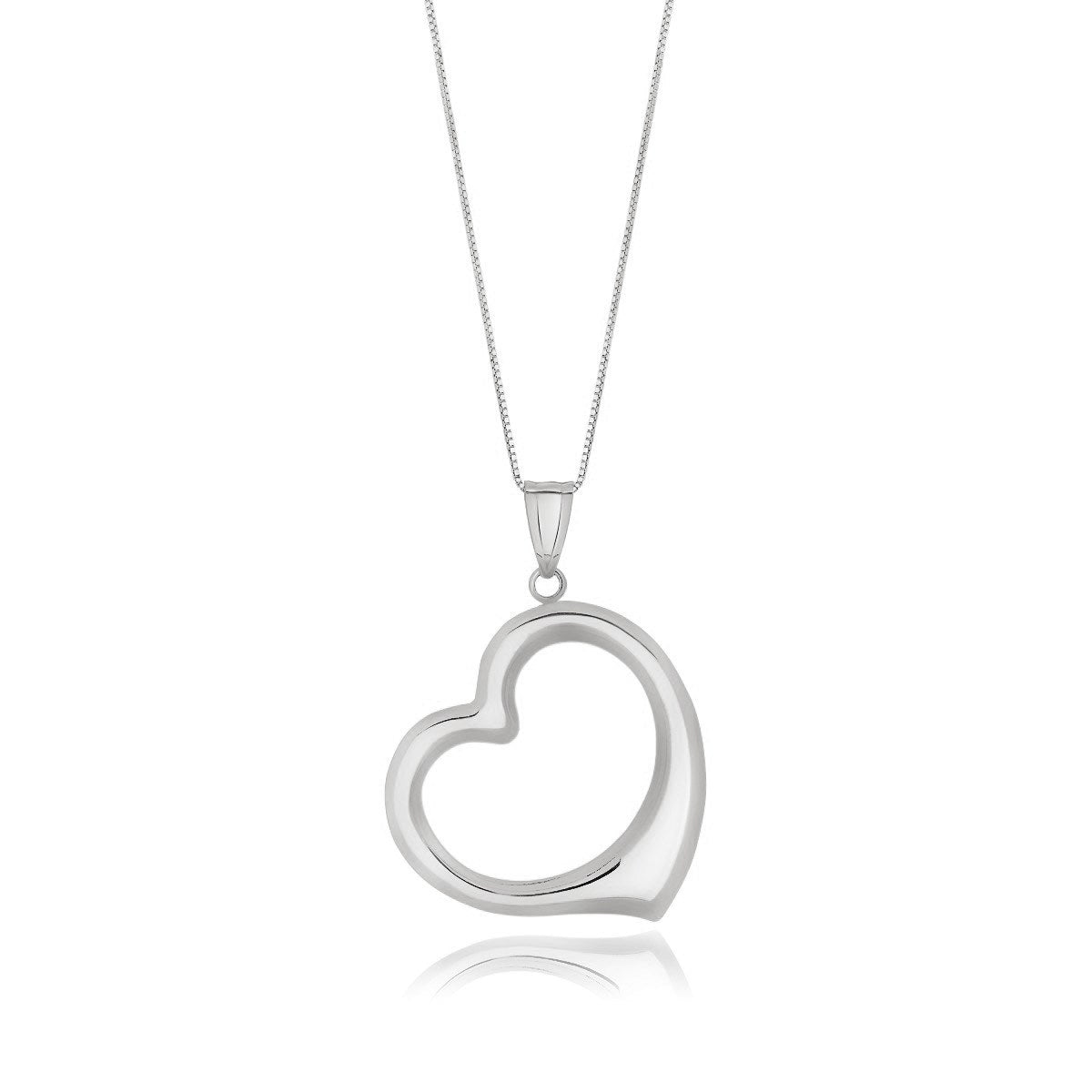 14k White Gold Floating Heart Drop Pendant on sale at MyriadMart