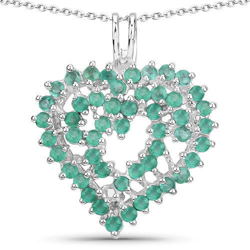 1.53 Carat Genuine Emerald .925 Sterling Silver Pendant on sale at MyriadMart
