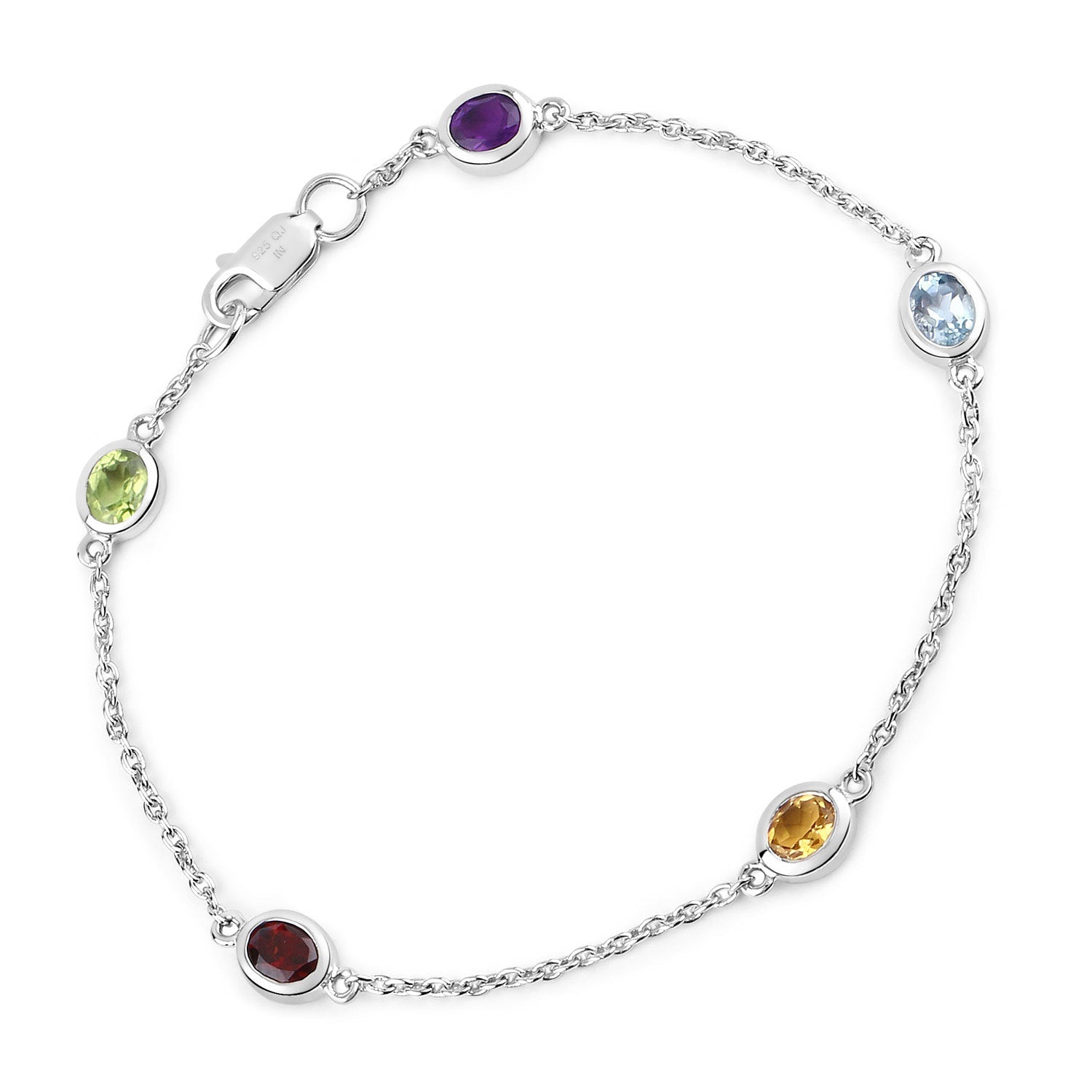 1.83 Carat Genuine Multi Stones .925 Sterling Silver Bracelet on sale at MyriadMart