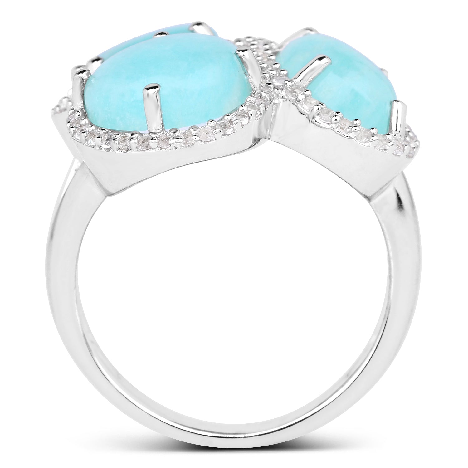 5.30 Carat Genuine Amazonite And White Topaz .925 Sterling Silver Ring on sale at MyriadMart