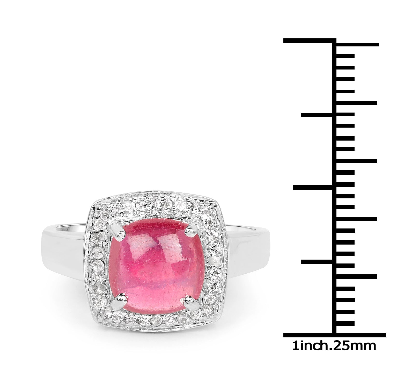 3.31 Carat Glass Filled Ruby and White Topaz .925 Sterling Silver Ring on sale at MyriadMart