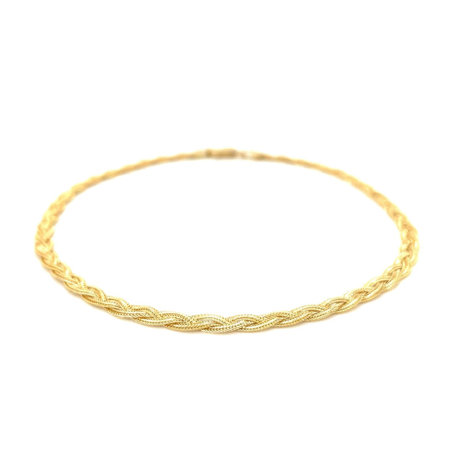 3.5mm 14k Yellow Braided Foxtail Anklet on sale at MyriadMart