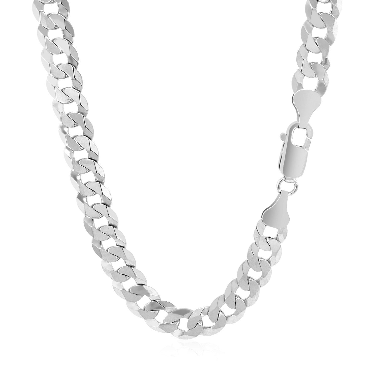 Rhodium Plated 7.2mm Sterling Silver Curb Style Chain on sale at MyriadMart