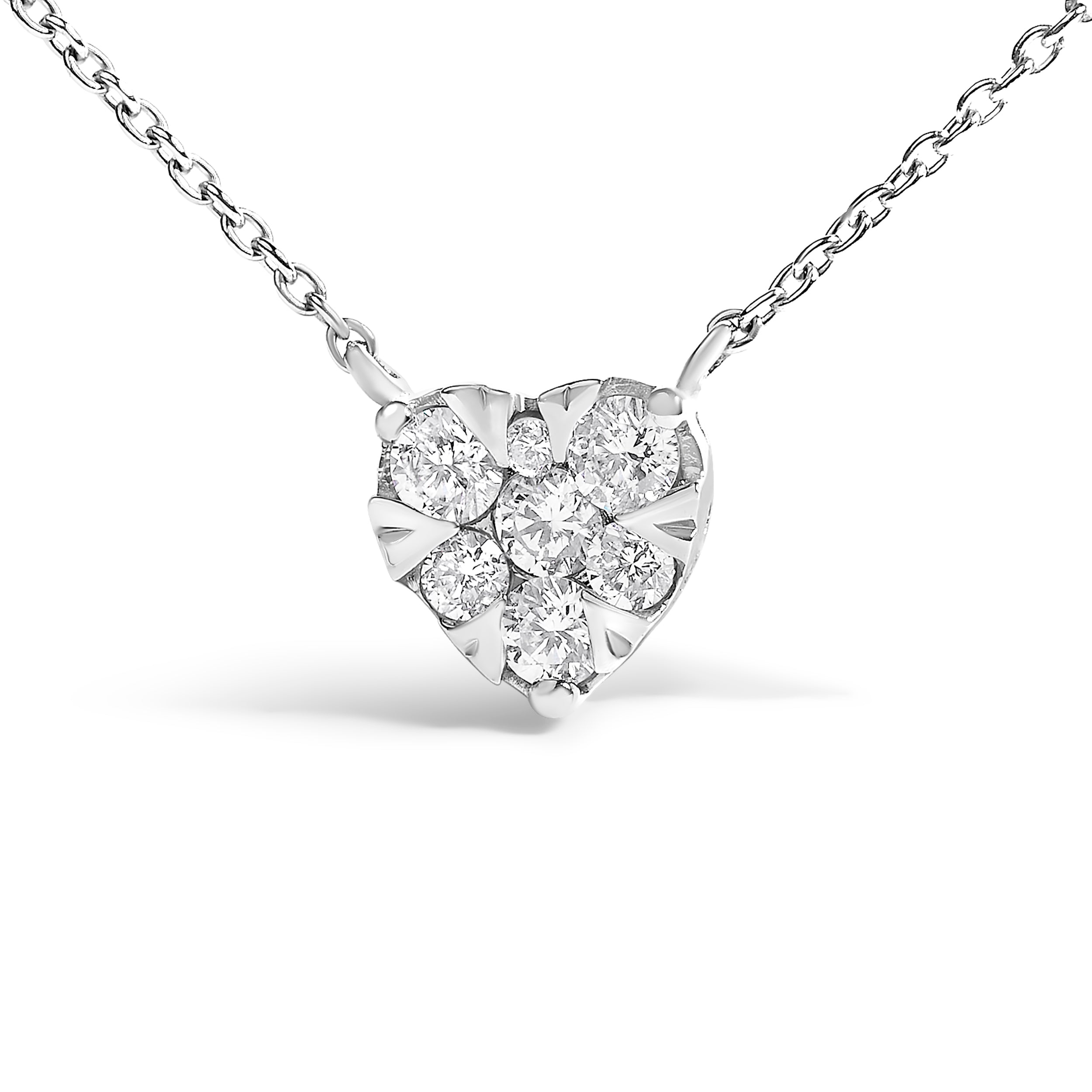 14K White Gold 1/4 Cttw Diamond Composite Heart Pendant Necklace - 18" Inches on sale at MyriadMart