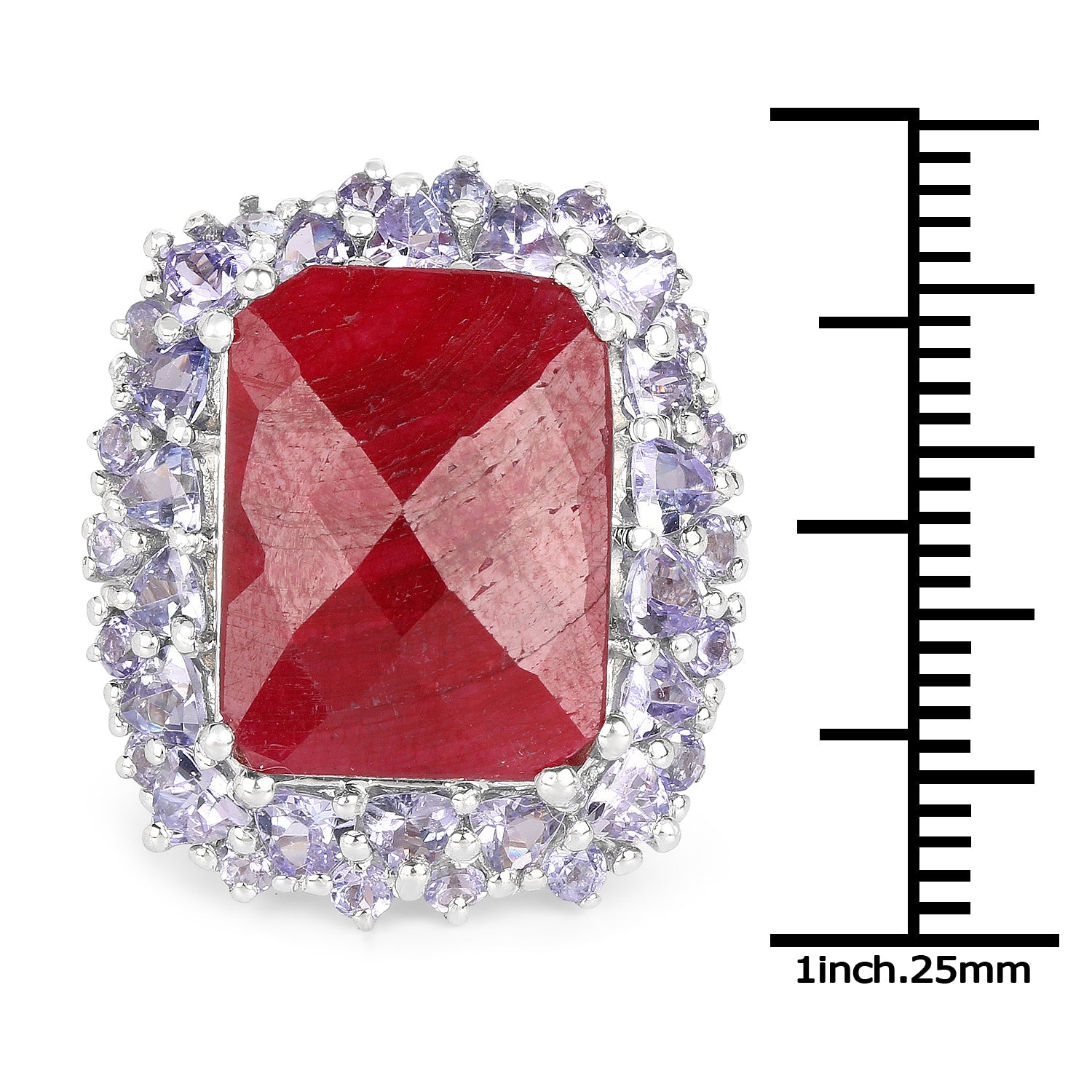 15.13 Carat Dyed Ruby & Tanzanite .925 Sterling Silver Ring on sale at MyriadMart