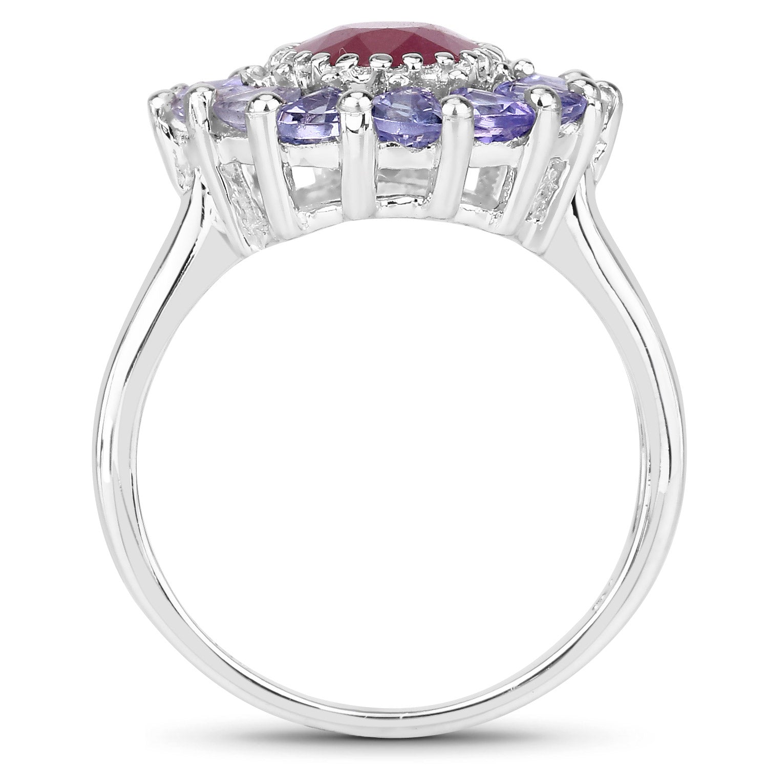 3.70 Carat Glass Filled Ruby and Tanzanite .925 Sterling Silver Ring on sale at MyriadMart