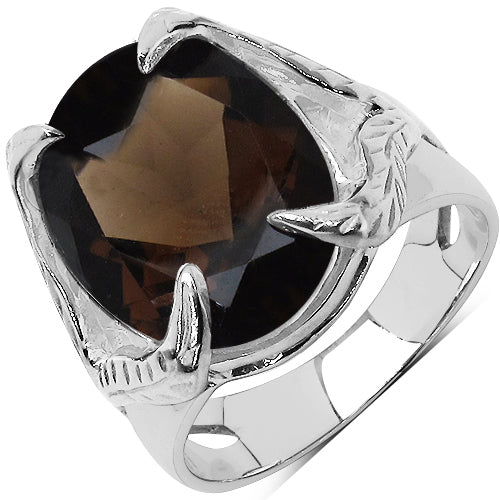 7.80 Carat Genuine Smoky Quartz .925 Sterling Silver Ring on sale at MyriadMart