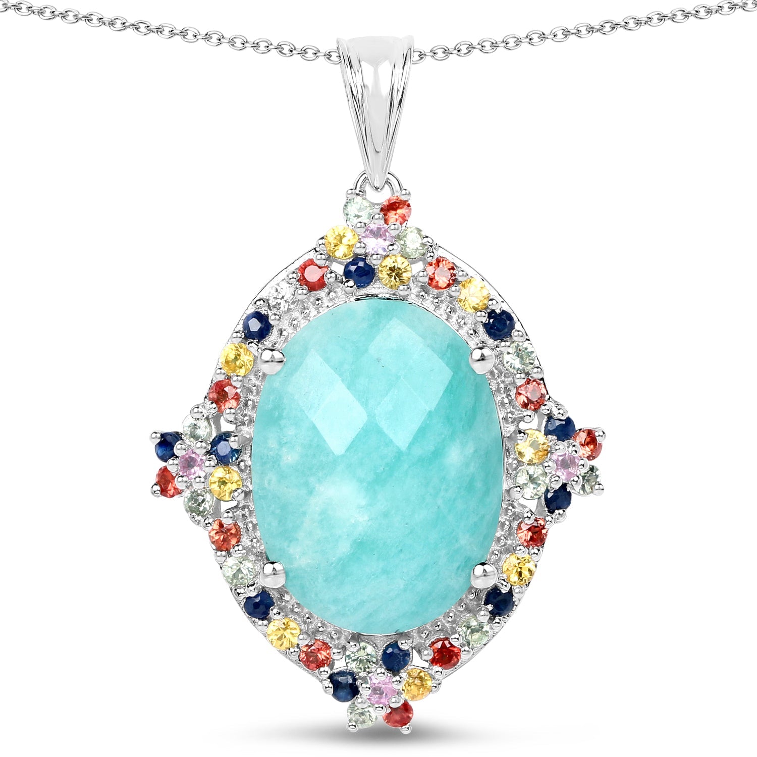 18.50 Carat Genuine Multi Stone .925 Sterling Silver Pendant on sale at MyriadMart