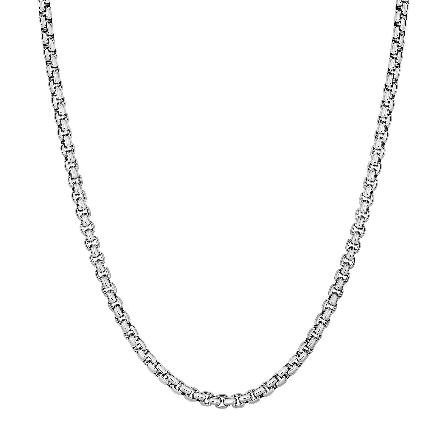 3.8mm Sterling Silver Rhodium Plated Round Box Chain on sale at MyriadMart