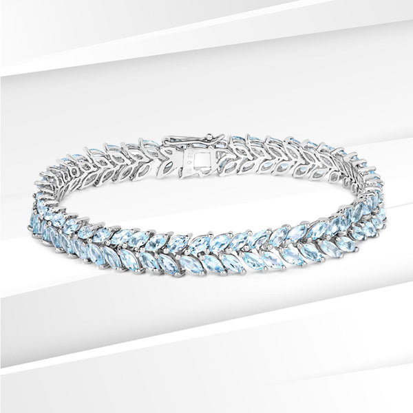 15.04 Carat Genuine Blue Topaz .925 Sterling Silver Bracelet on sale at MyriadMart