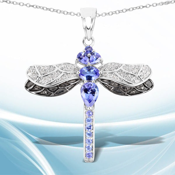 1.93 Carat Genuine Tanzanite and White Topaz .925 Sterling Silver Pendant on sale at MyriadMart