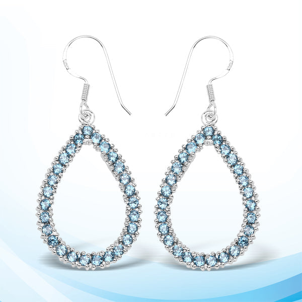 4.32 Carat Genuine London Blue Topaz .925 Sterling Silver Earrings on sale at MyriadMart