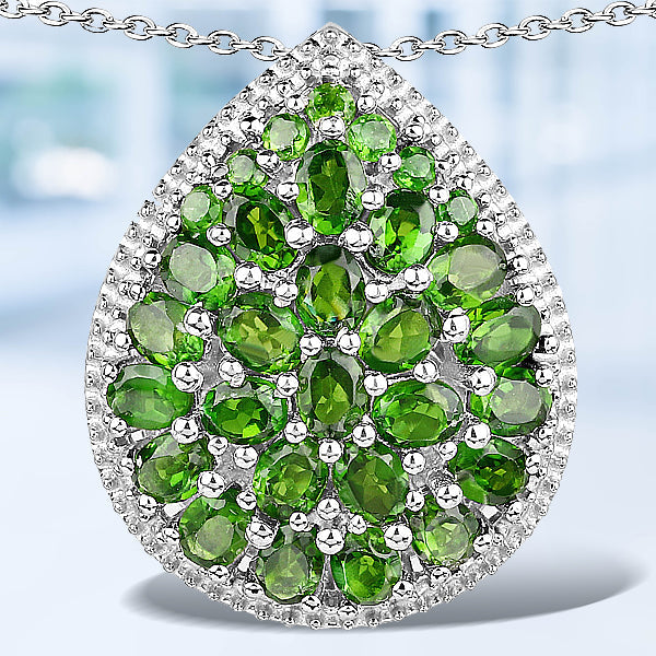 4.65 Carat Genuine Chrome Diopside .925 Sterling Silver Pendant on sale at MyriadMart