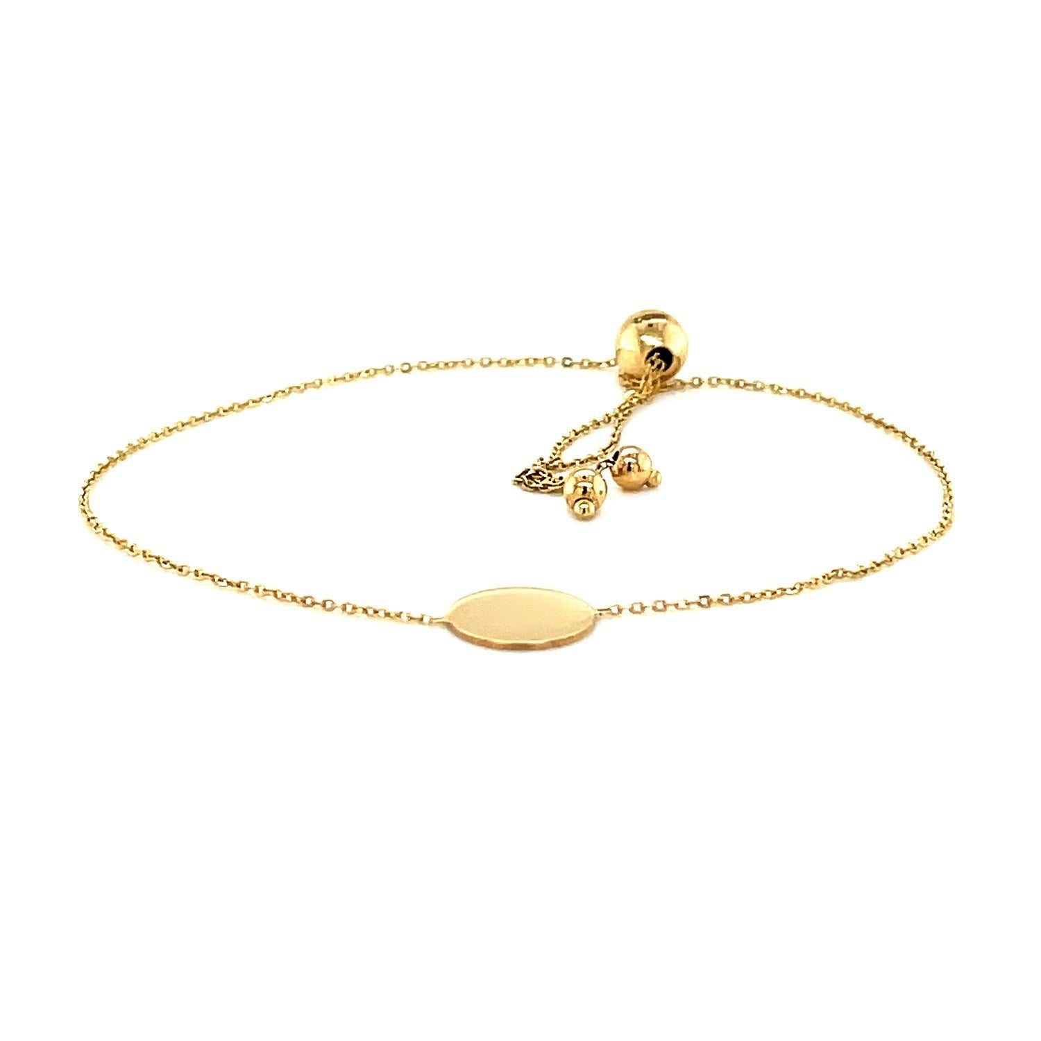 Adjustable Bracelet with Shiny Circle in 14k Yellow Gold on sale at MyriadMart