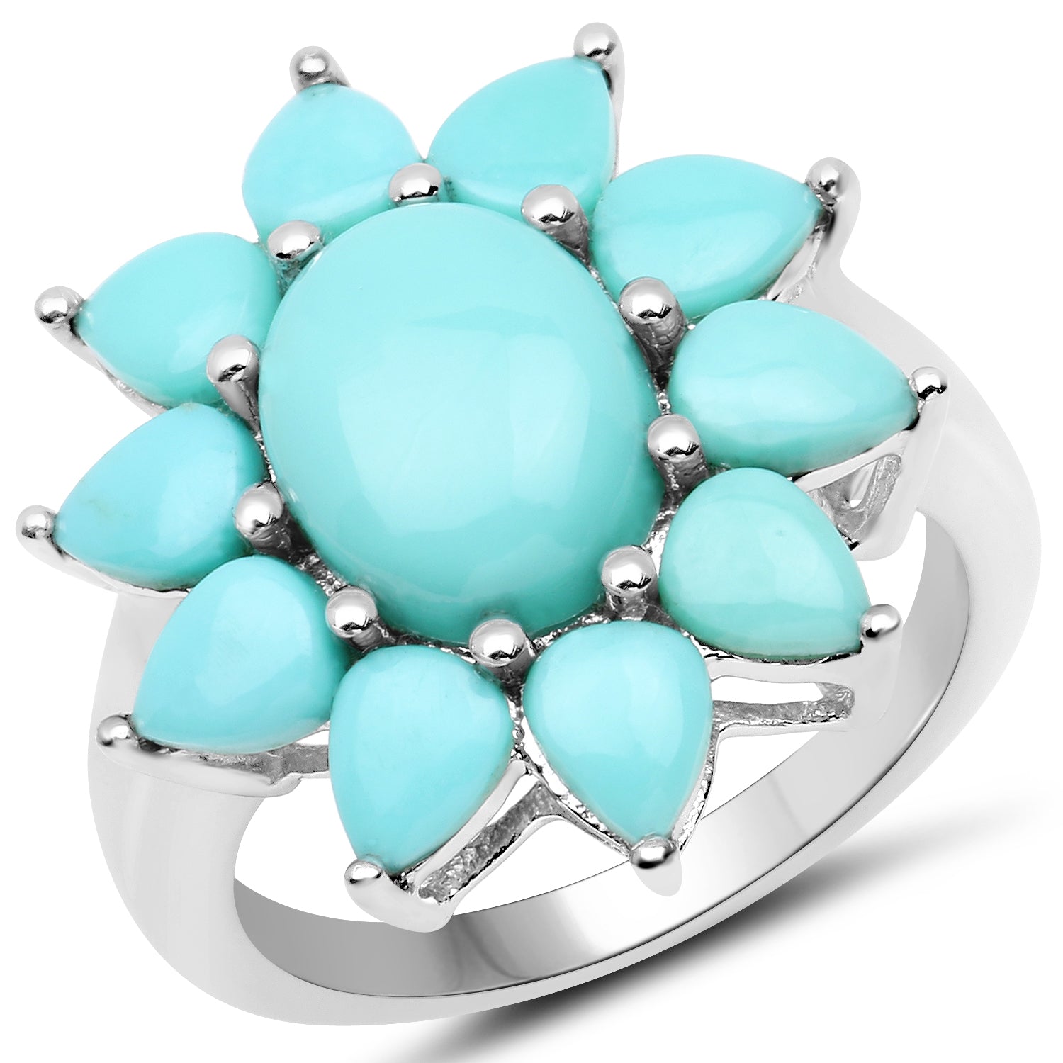 5.20 Carat Genuine Turquoise .925 Sterling Silver Ring on sale at MyriadMart