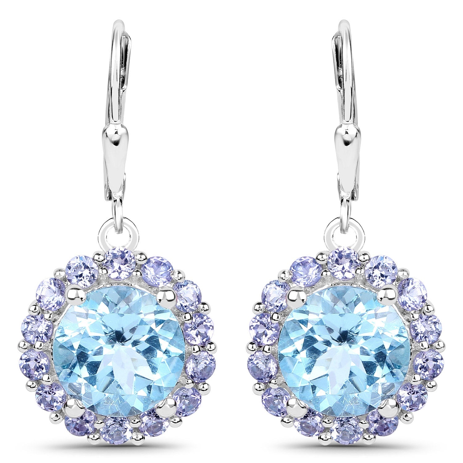 9.96 Carat Genuine Blue Topaz and Tanzanite .925 Sterling Silver Earrings on sale at MyriadMart