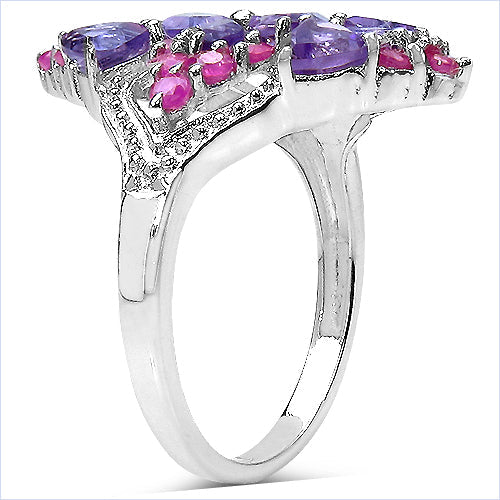 2.58 Carat Genuine Amethyst & Ruby .925 Sterling Silver Ring on sale at MyriadMart