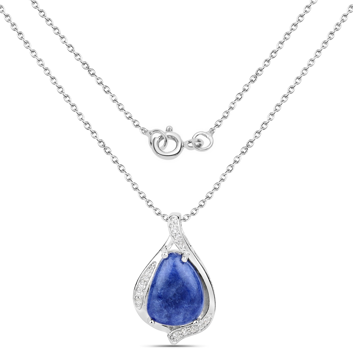 2.39 Carat Genuine Blue Aventurine and White Topaz .925 Sterling Silver Pendant on sale at MyriadMart