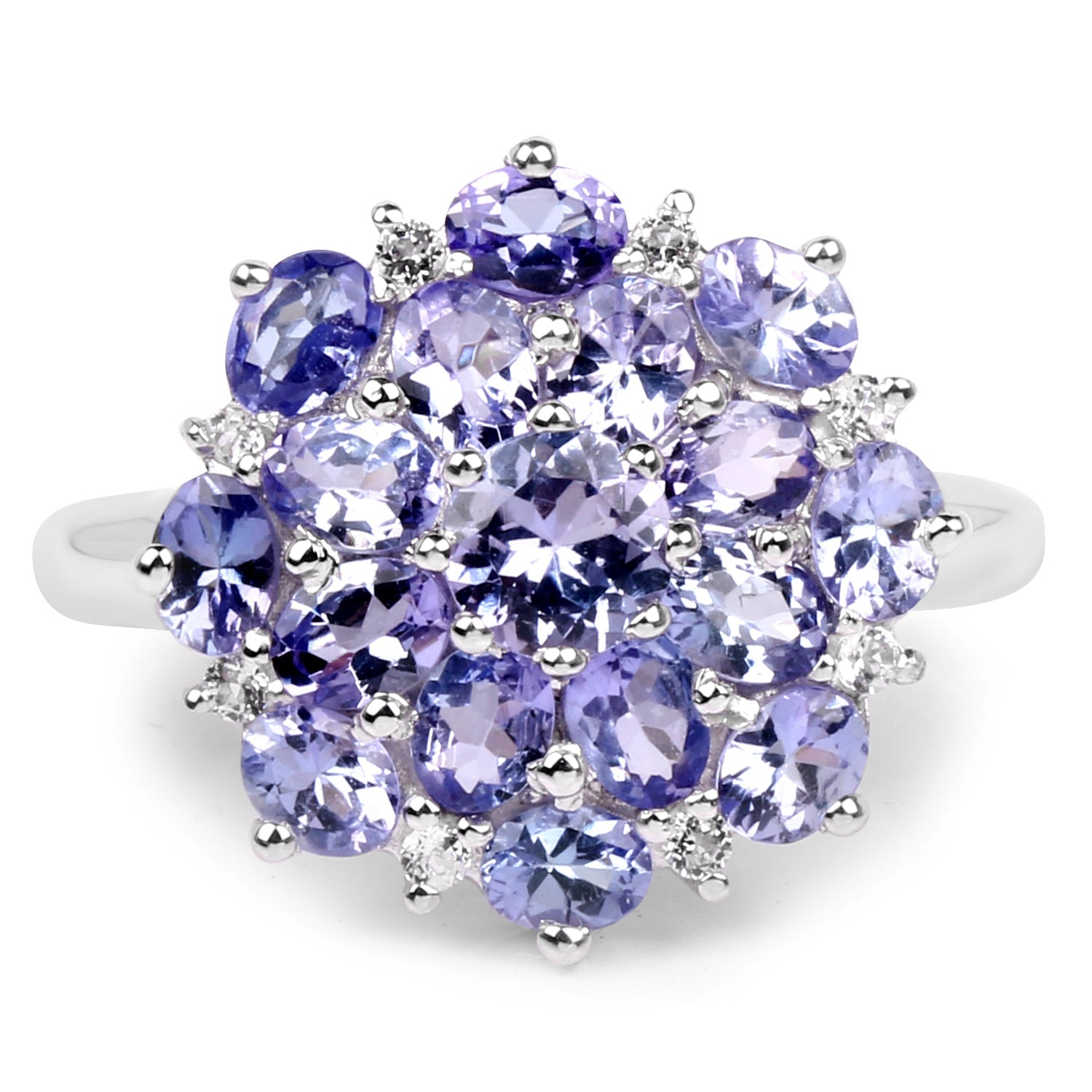 3.37 Carat Genuine Tanzanite and White Topaz .925 Sterling Silver Ring on sale at MyriadMart