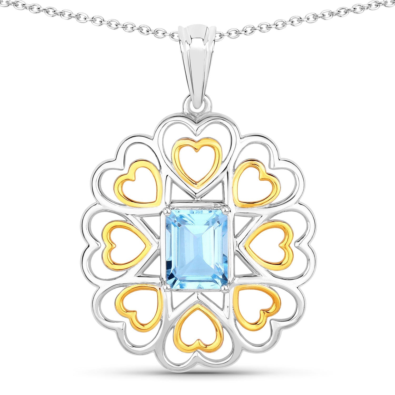 2.60 Carat Genuine Blue Topaz .925 Sterling Silver Pendant on sale at MyriadMart