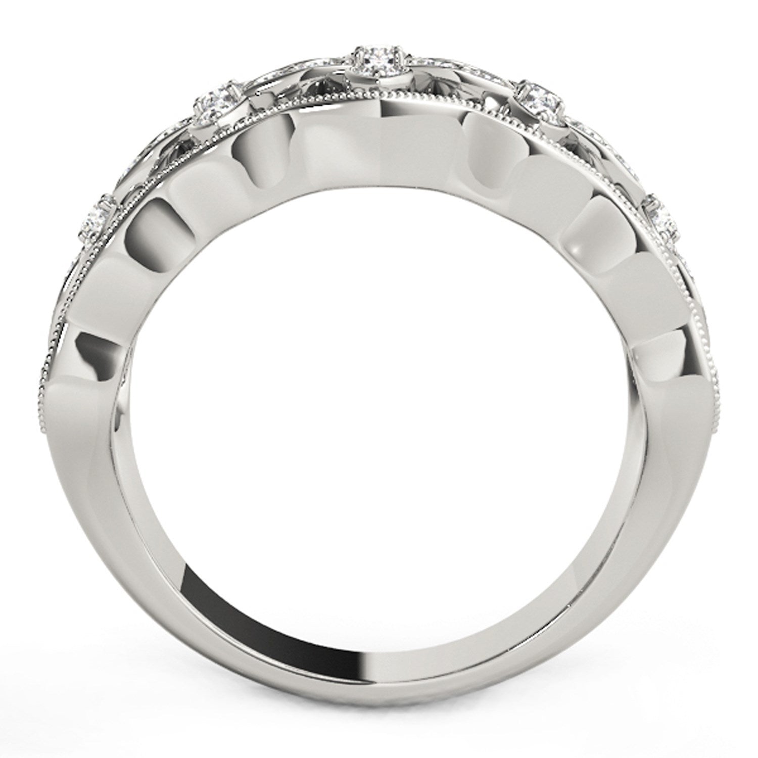 Diamond Studded Four Leaf Clover Motif Ring in 14k White Gold 1/4 cttw on sale at MyriadMart
