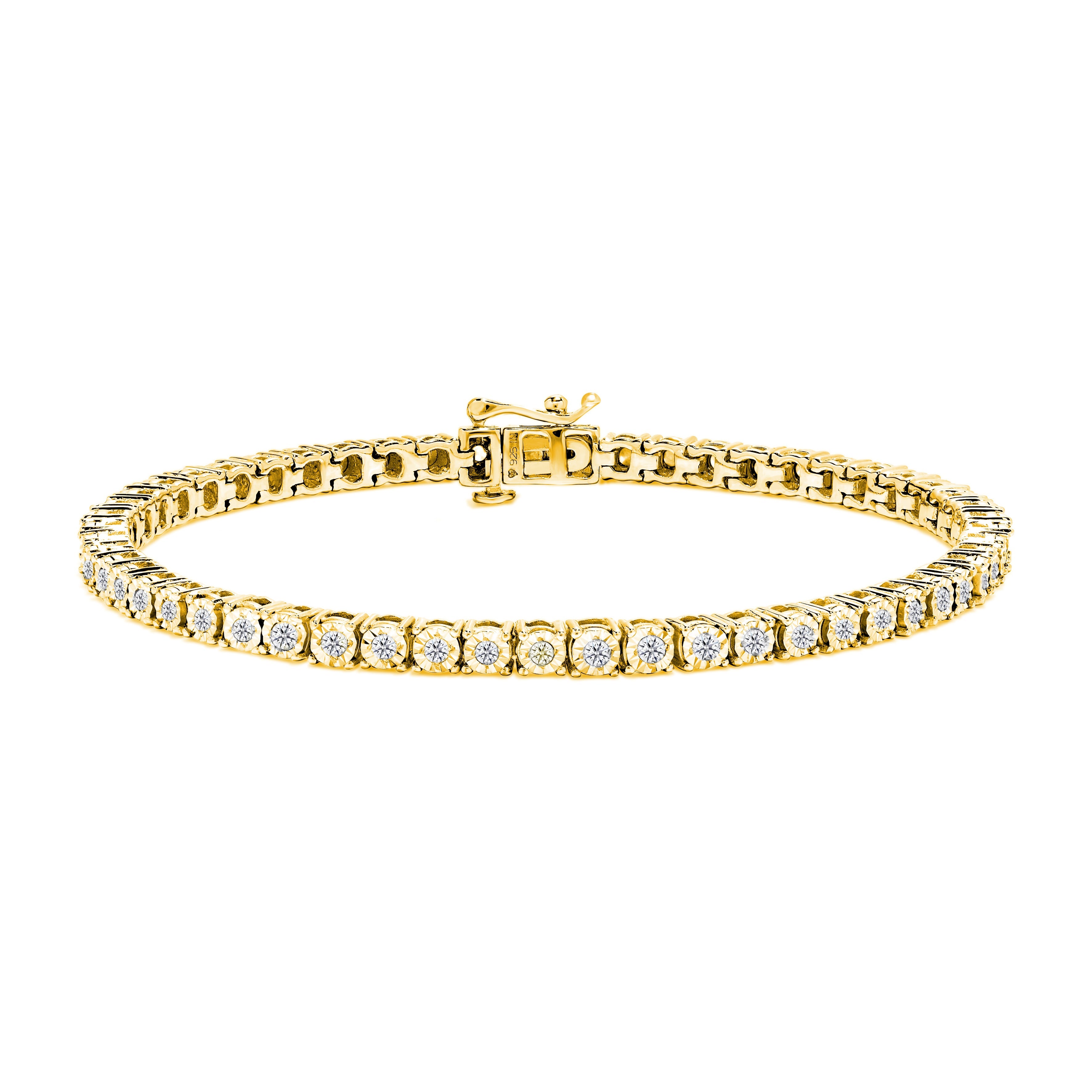 .925 Sterling Silver 1.0 Cttw Miracle-Set Diamond Round Faceted Bezel Tennis Bracelet I-J Color, I3 Clarity - 7" on sale at MyriadMart