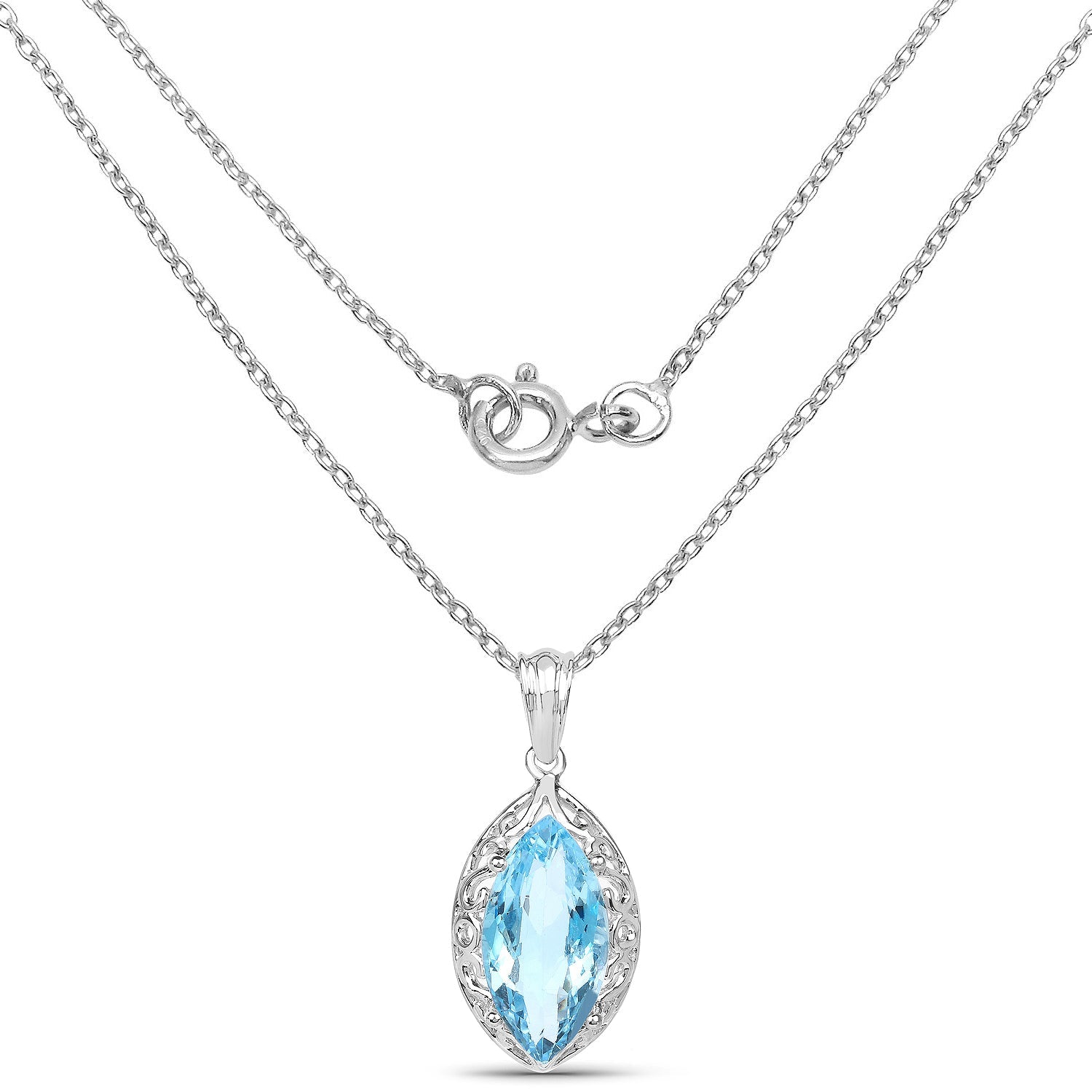 8.22 Carat Genuine Swiss Blue Topaz .925 Sterling Silver Pendant on sale at MyriadMart
