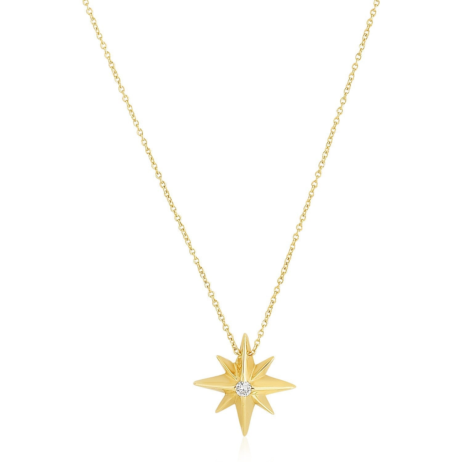 14k Yellow Gold High Polish North Star Necklace on sale at MyriadMart