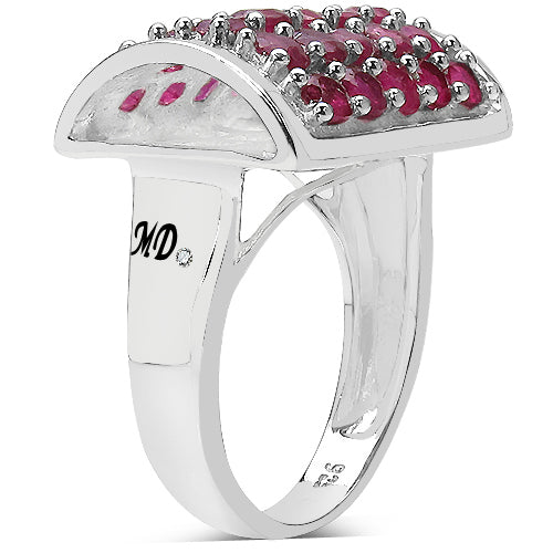 3.01 Carat Genuine Ruby & White Diamond .925 Sterling Silver Ring on sale at MyriadMart