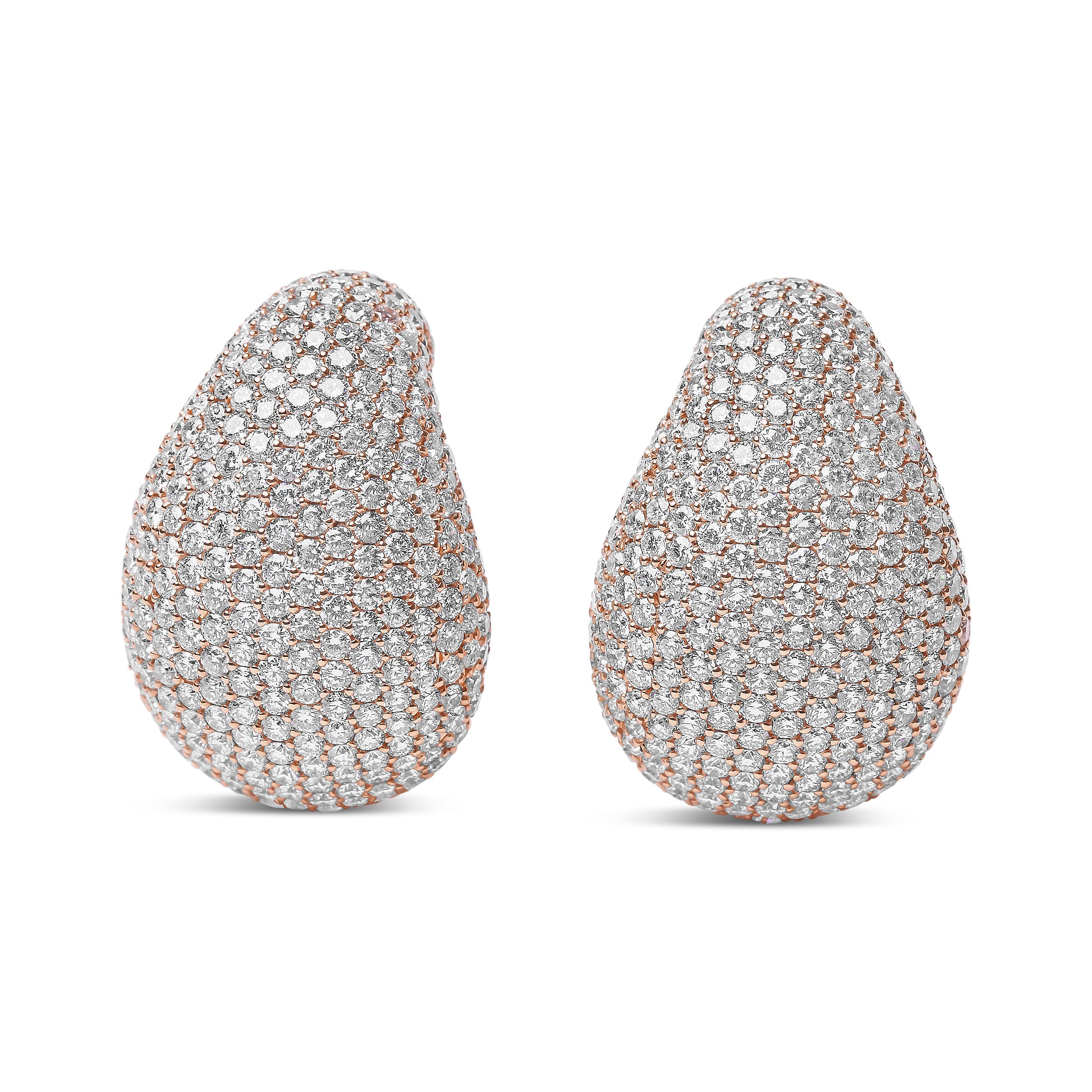 18K Rose Gold 13 1/5 Cttw Micro-Pave Diamond Sculptural Design Statement Omega Back Earrings G-H Color, SI1-SI2 Clarity on sale at MyriadMart