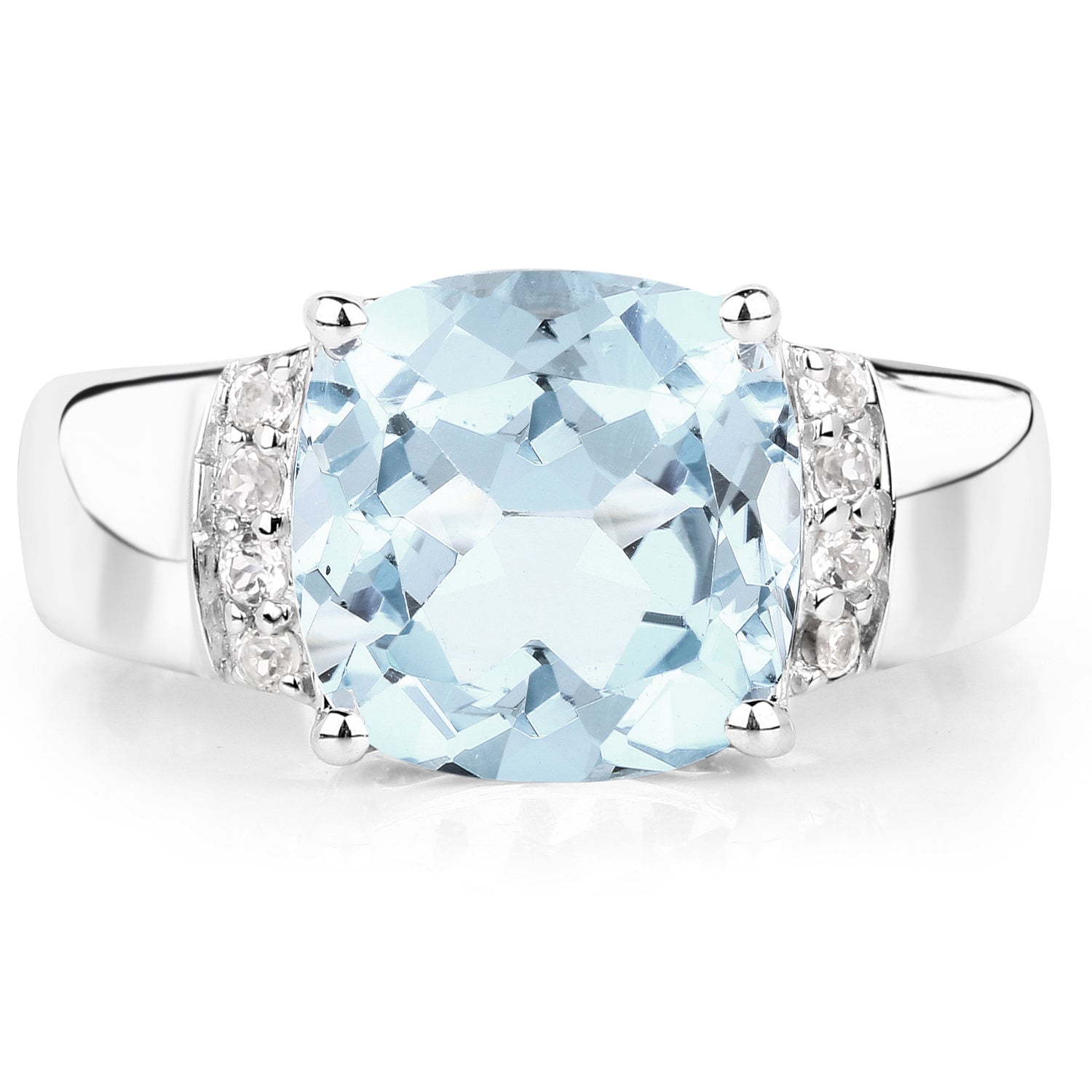 4.58 Carat Genuine Blue Topaz and White Topaz .925 Sterling Silver Ring on sale at MyriadMart
