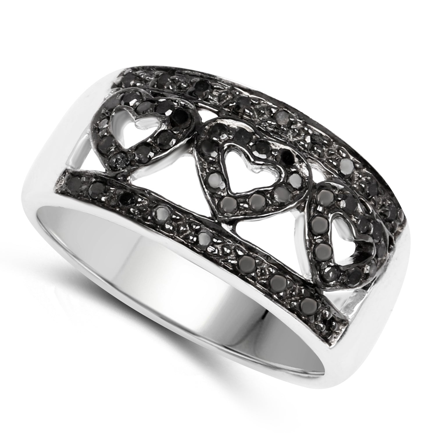 0.32 Carat Genuine Black Diamond .925 Sterling Silver Ring on sale at MyriadMart