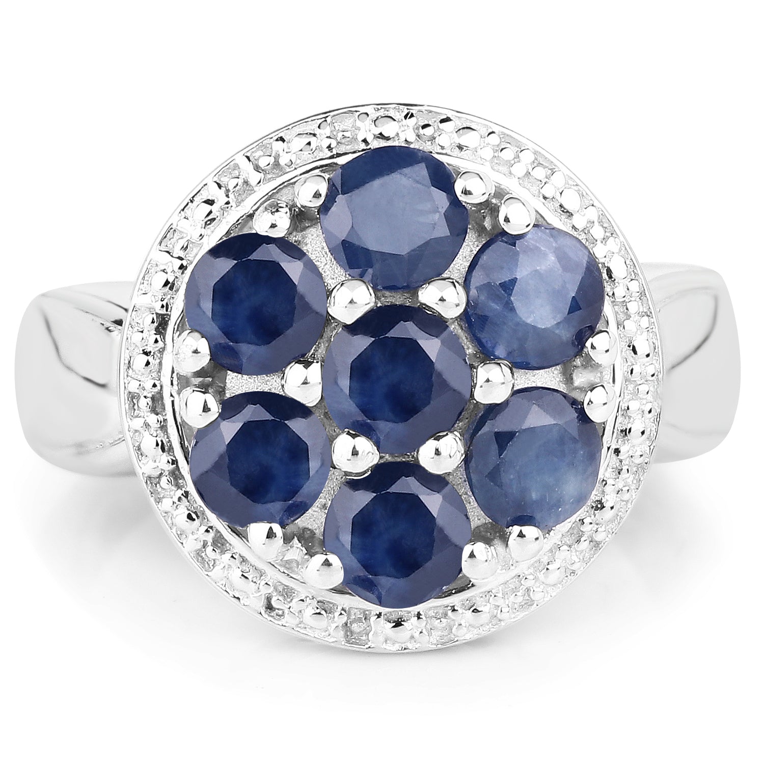 2.10 Carat Genuine Blue Sapphire .925 Sterling Silver Ring on sale at MyriadMart