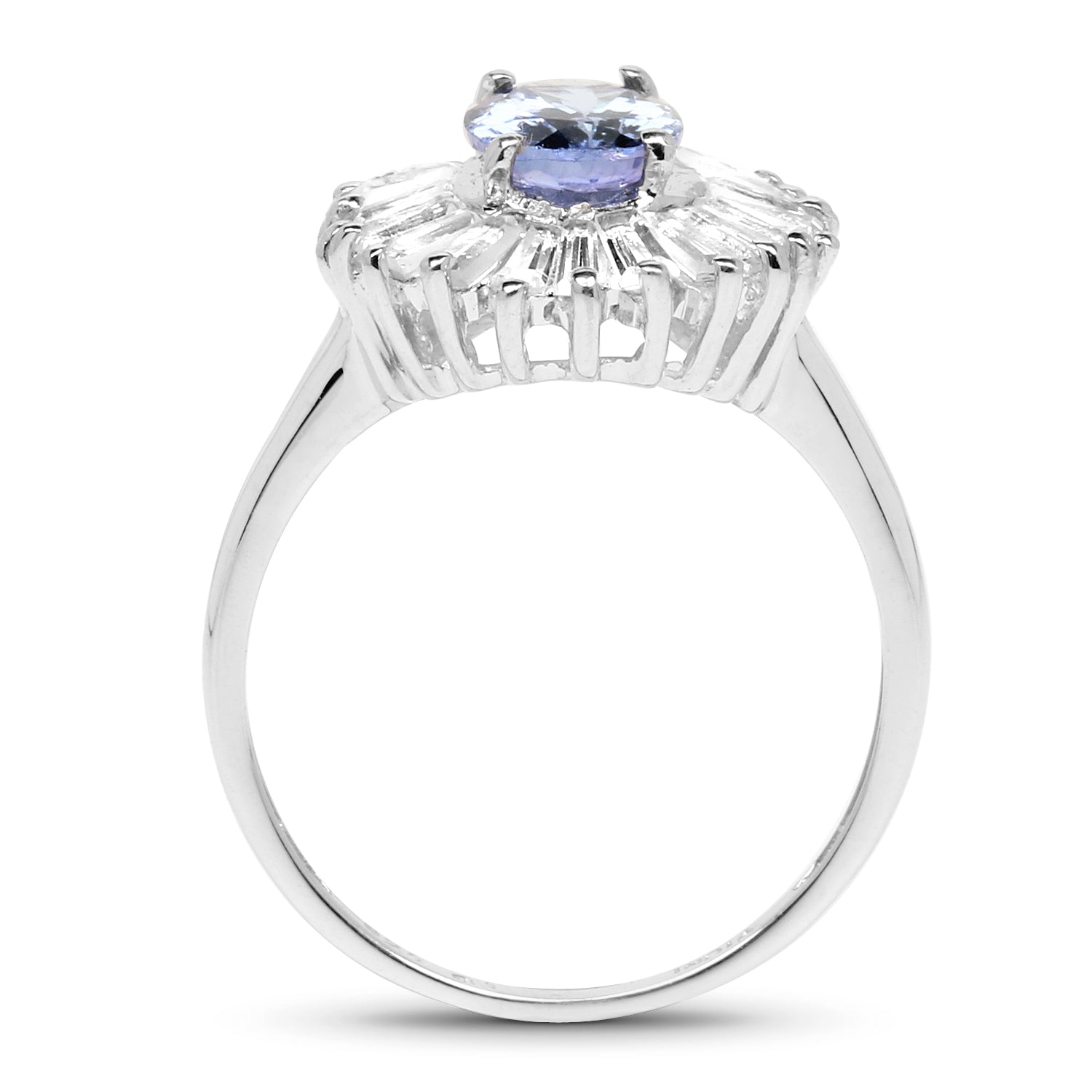 2.47 Carat Genuine Tanzanite and White Topaz .925 Sterling Silver Ring on sale at MyriadMart