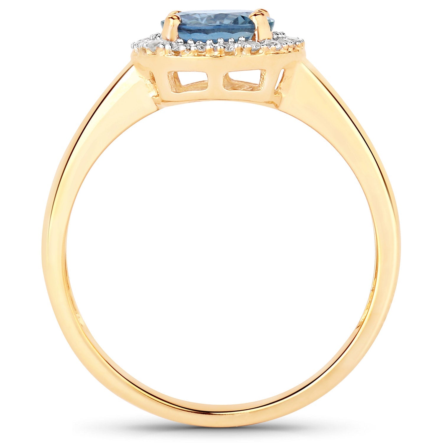 1.03 Carat Genuine Blue Sapphire and White Diamond 14K Yellow Gold Ring on sale at MyriadMart
