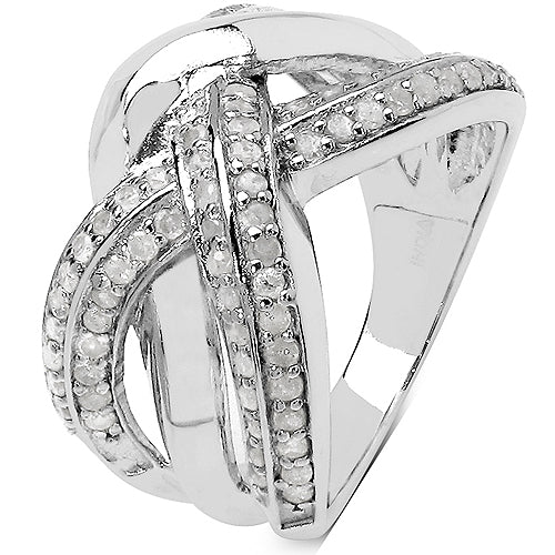 0.55 Carat Genuine White Diamond .925 Sterling Silver Ring on sale at MyriadMart