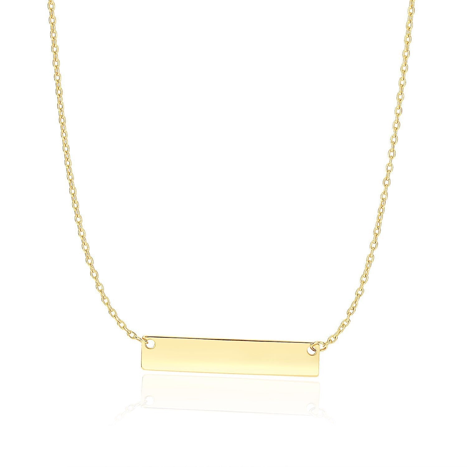 14k Yellow Gold Smooth Flat Horizontal Bar Style Necklace on sale at MyriadMart
