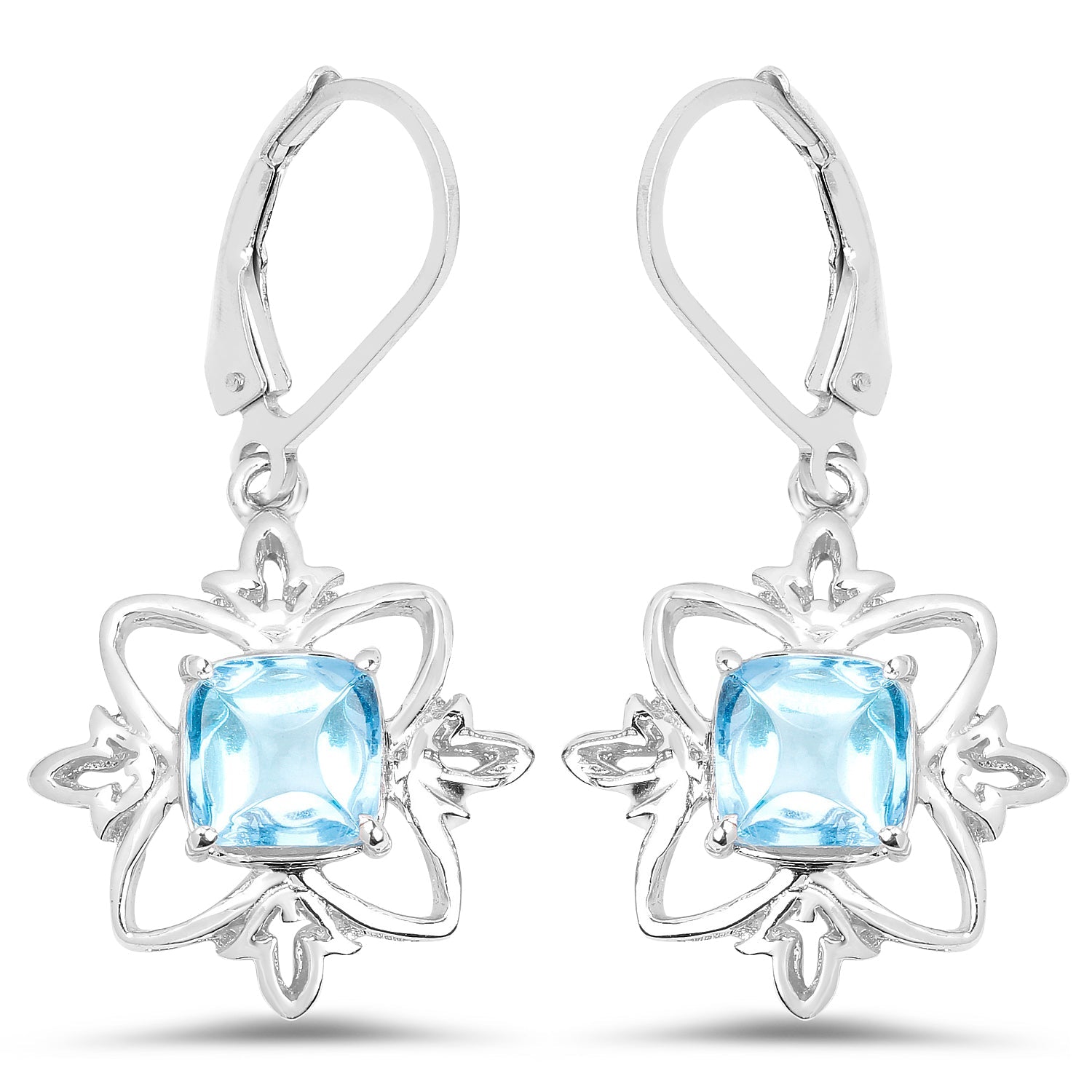 5.30 Carat Genuine Swiss Blue Topaz .925 Sterling Silver Earrings on sale at MyriadMart