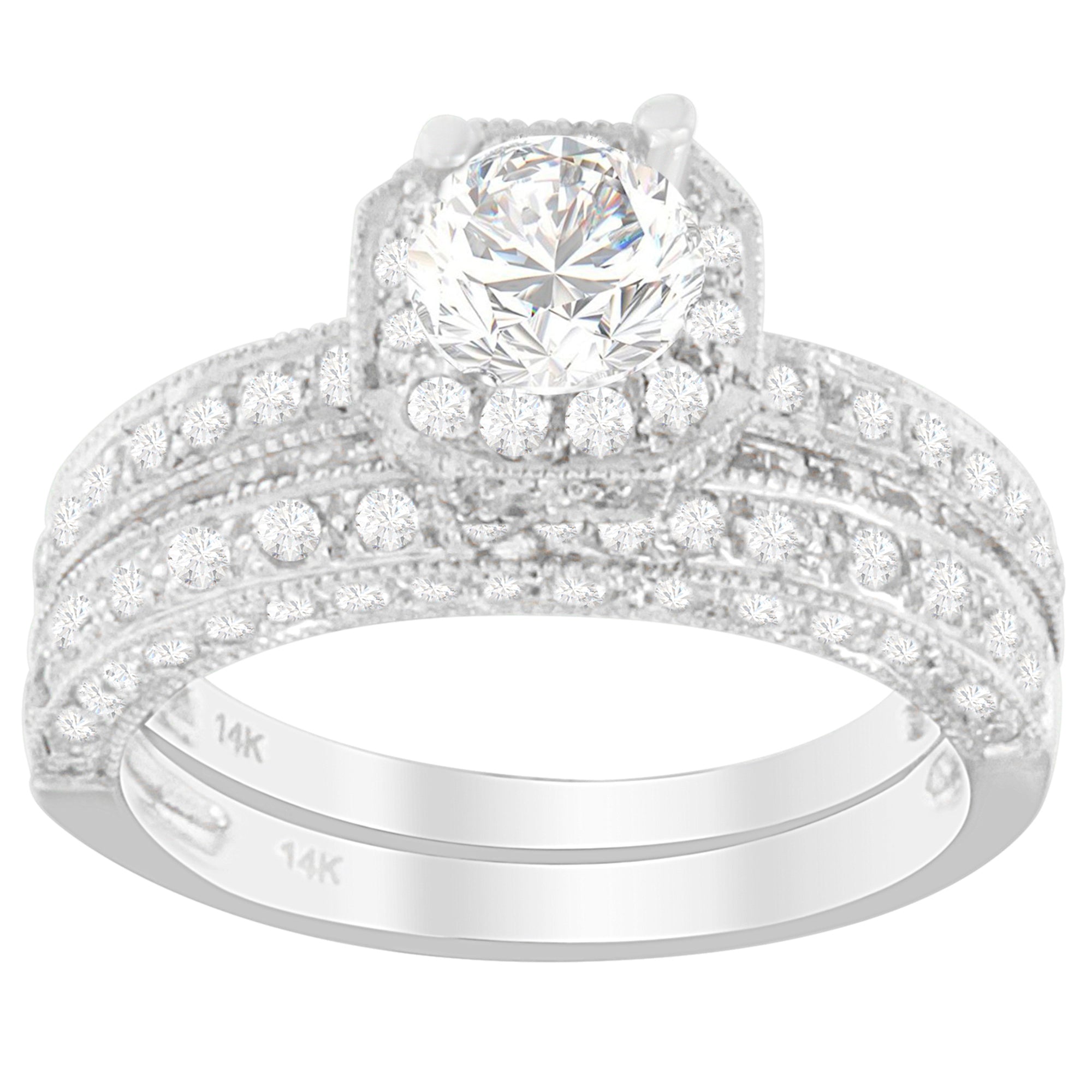 14K White Gold 1 ct. TDW Round Cut Diamond Ring G-H, I1-I2 on sale at MyriadMart